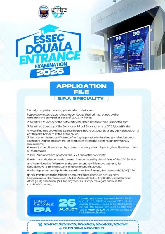 concours ESSEC de Douala 2026
