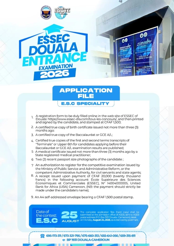 concours ESSEC de Douala 2026