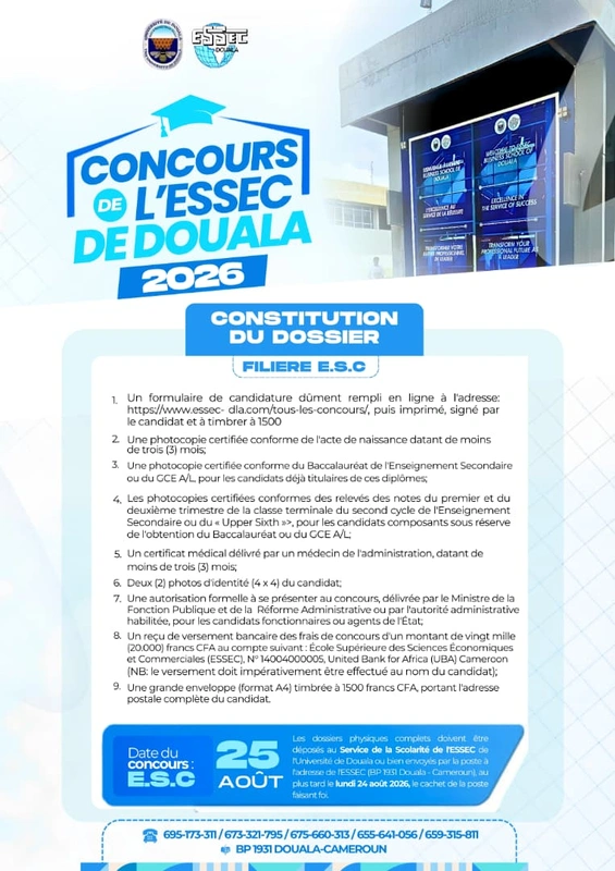 concours ESSEC de Douala 2026
